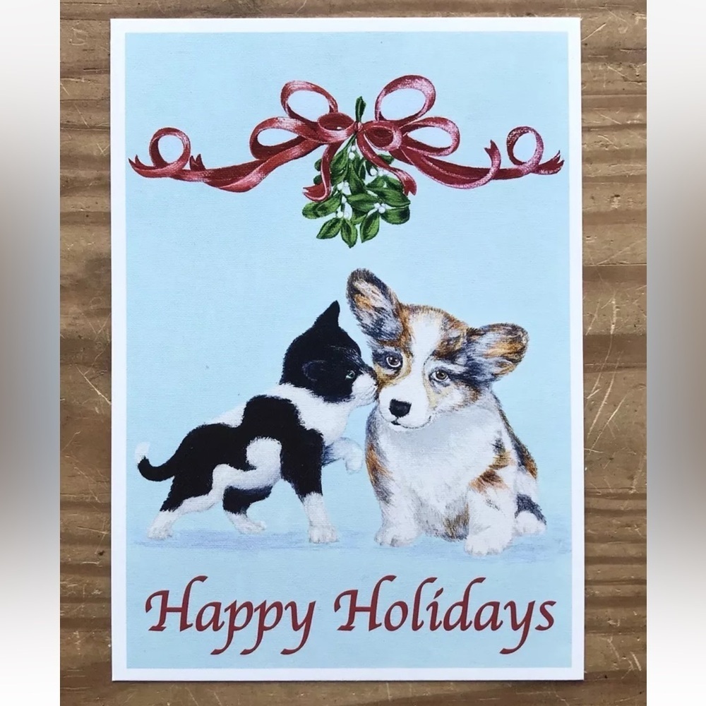 Vintage Doug Landis Kitten And Puppy Dog Christmas Postcard Junk Journaling